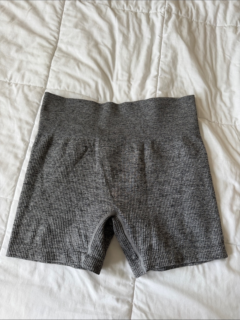 Colsie Seamless Ribbed High-Waist Bike Shorts - Gray